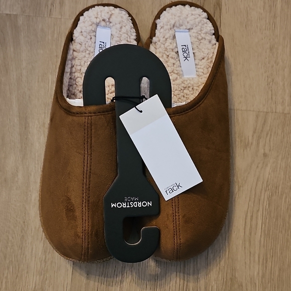 NWT Nordstrom Rack Mens Brock Faux Fur Lined Scuff Slipper Chestnut X-Large - Picture 10 of 12